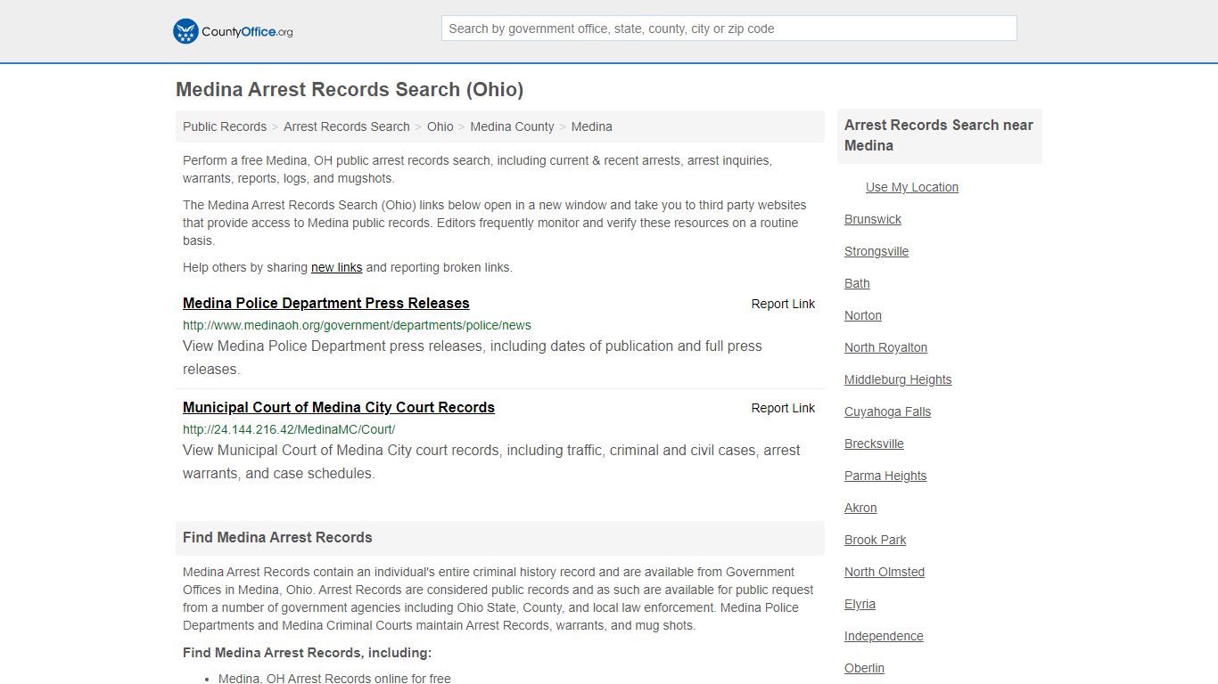 Arrest Records Search - Medina, OH (Arrests & Mugshots)
